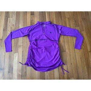 Coolibar Lawai Women’s Ruche Long Sleeve Swim Shirt UPF 50+ Purple Size S
